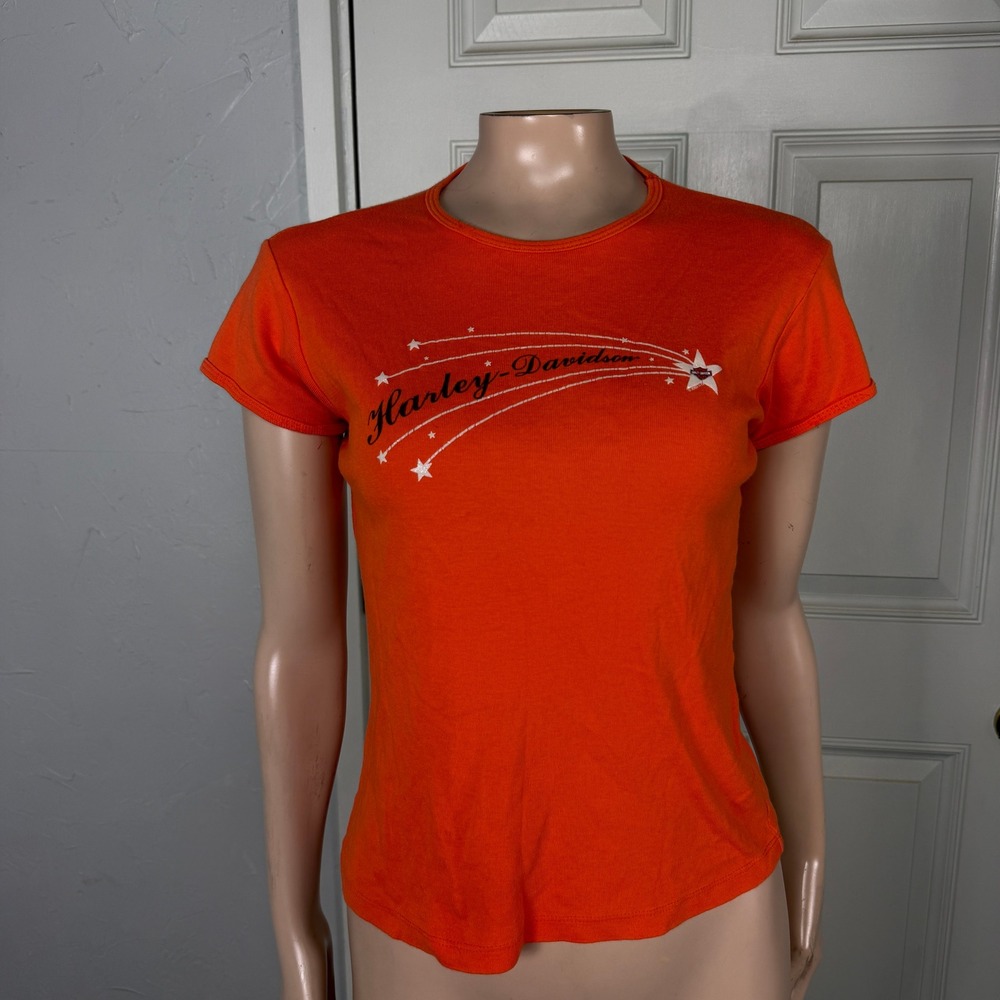 Vintage Y2K Harley Davidson Shirt Cotton Baby Tee 2003 Shooting star IL AA24
